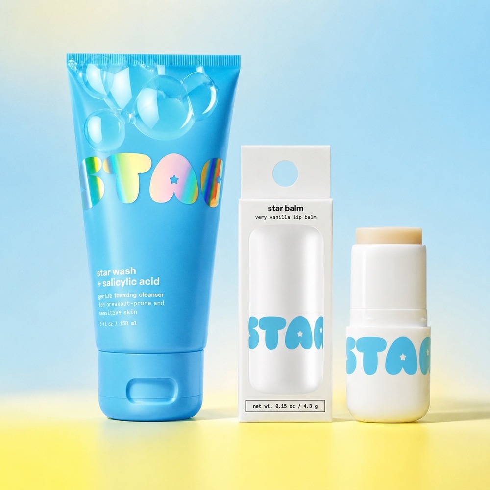 Starface Star Wash Salicylic Acid Face Cleanser + Star Balm Lip Care Set